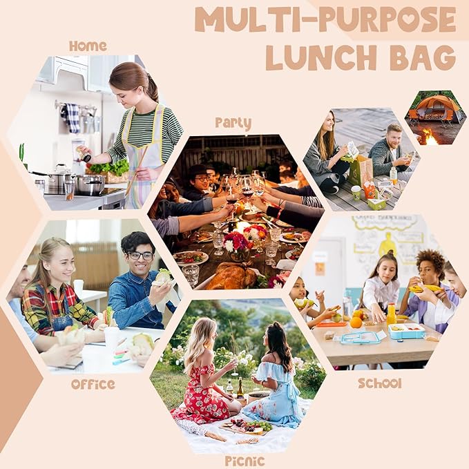 Bluboon Lunch Bag for Women Men Cute Corduroy Lunch Tote Bags Reusable Insulated Lunch Box Large Capacity Reusable Insulated Cooler for Work Picnic or Travel