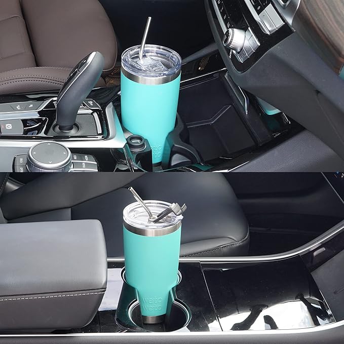 WETOWETO 20oz Tumbler with 2 lids and 2 straws, Stainless Steel Vacuum Insulated Coffee Tumbler Cup, Double Wall Powder Coated Travel Mug (Cyan, 1 Pack)