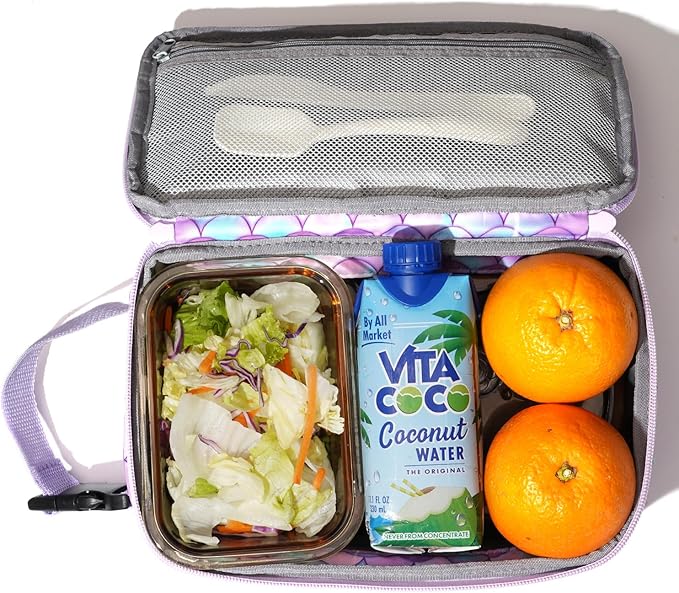 Cerbonny Small Lunch Cooler for Kids/Adults, Mini Insulated Cooler Bag with Buckle Handle for Work, School, Travel - Purple Scales