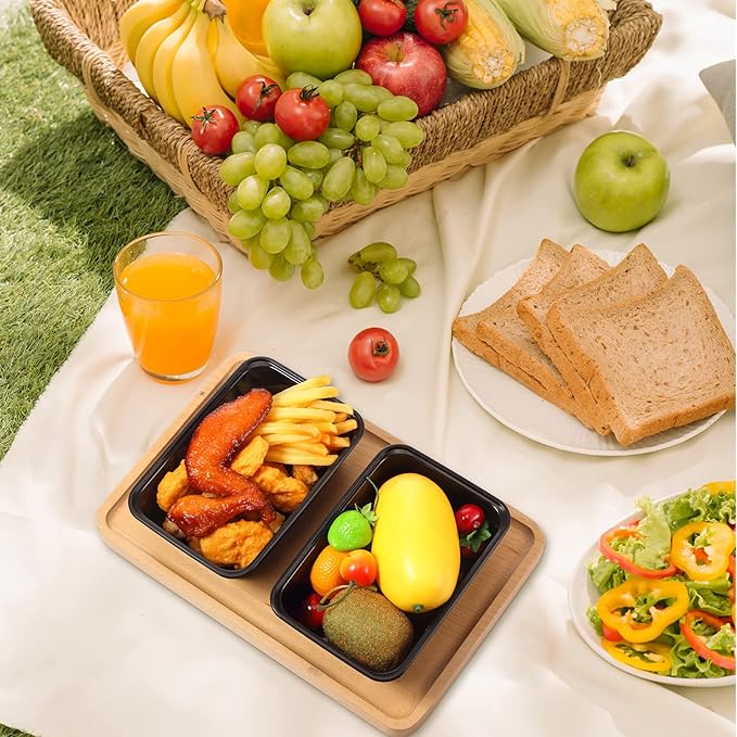 Sawysine 100 Pcs Plastic Meal Prep Containers Food Storage Containers Reusable Lunch Bowls with Lid Stackable Disposable Lunch Boxes 1 Compartment Bento Box(Black,26 oz)