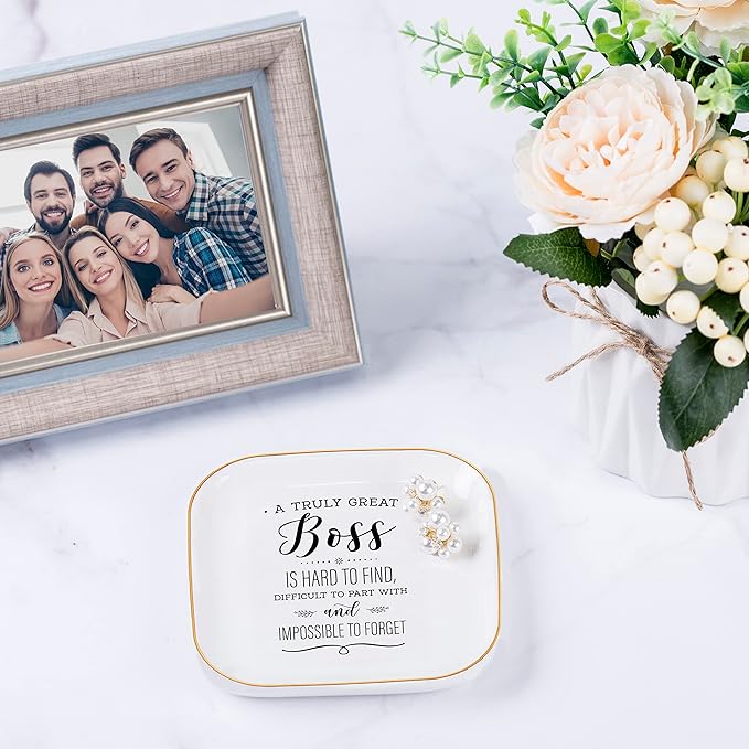 Boss Lady Gifts for Women, Gifts for Boss Jewelry Dish A Truly Great boss is Hard to find...and Impossible to Forget, Female Boss Gifts for Women Christmas Birthday Bosses Day Gifts