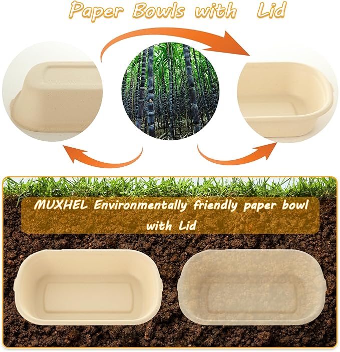 100Pcs 17 oz Paper Bowls with Lid, Disposable Salad Bowls with Lids, Microwave Safe Paper Take Out Food Containers for Meal Prep