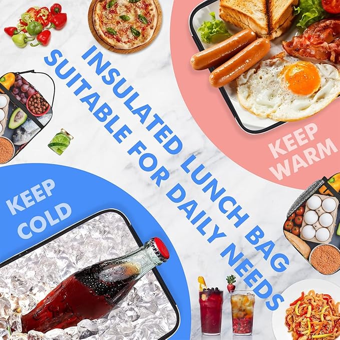 Animal Polyester Lunch Box for Kids Teen,Cute Reusable Thermal Lunch Bag for Adult Women,Colorful Insulated Tote Cooler Bags for School,Work,Picnic,Travel,Playful Safari Theme