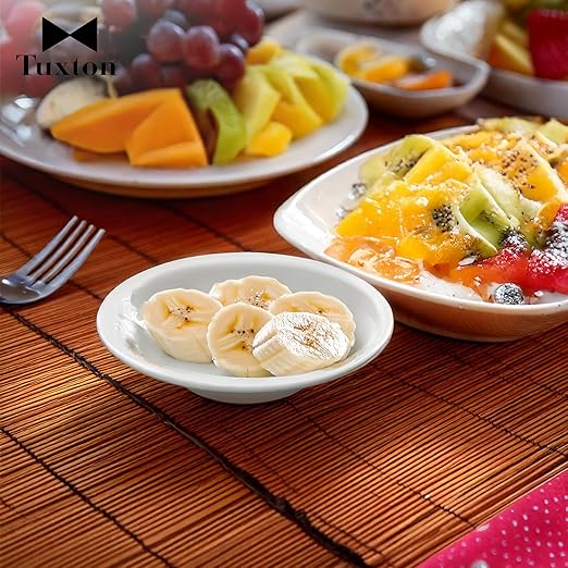 Tuxton China ALD-046 Fruit Dish, 4 oz., 4-3/4" Dia., Round, Microwave & Dishwasher Safe, Oven Proof, Fully vitrified, Lead-Free, TuxCare, Healthcare, Alaska/Colorado, Porcelain White, Case of 36