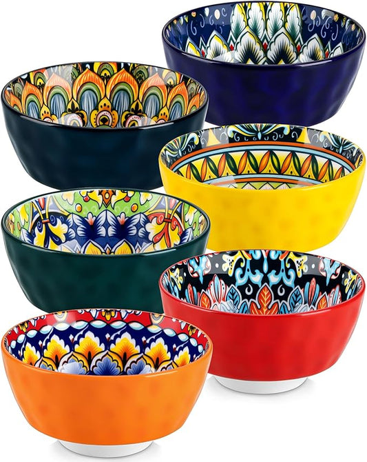 vancasso 12 Oz Ceramic Small Soup Bowls Set of 6, 4.7 inch Soup Bowls, Colorful Bowls Set for Kitchen, Dishwasher & Microwave Safe- for Cereal, Soup, Oatmeal, Ice Cream, etc
