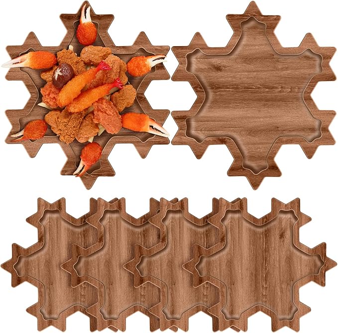 6 Pcs Christmas Appetizer Platter 12 Inch Christmas Cutting Board Acacia Serving Trays Wood Charcuterie Board Tray Snack Dessert Candy Dish Plate for Kitchen Gifts(Snowflakes)