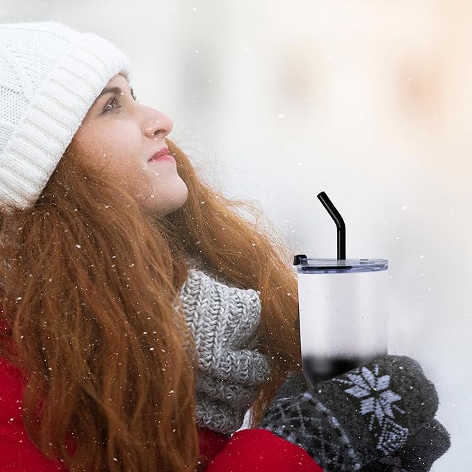 VEGOND 30 oz Insulated Stainless Steel Tumbler with lid and straw Double Wall Vacuum Travel Coffee Mug with Non-Slip Silicone Base, Sweat Proof Powder Coated Cup for Hot Cold Drinks, Black and White