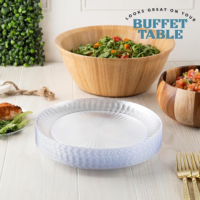 PLASTICPRO 30 Pack Crystal Like Clear Disposable 10 inch Plastic Plates Dinner Dishes Plates for Special Occasions Parties