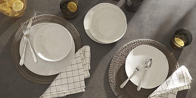 Oneida 895951 Terrazzo Melamine Cream 12 Piece Dinnerware Set, Lightweight Melamine Material