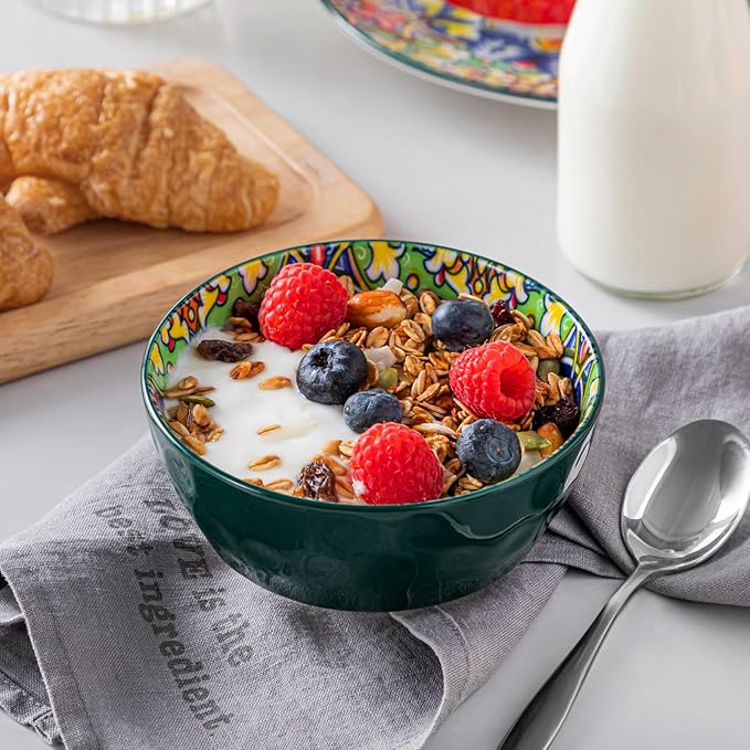 vancasso 12 Oz Ceramic Small Soup Bowls Set of 6, 4.7 inch Soup Bowls, Colorful Bowls Set for Kitchen, Dishwasher & Microwave Safe- for Cereal, Soup, Oatmeal, Ice Cream, etc