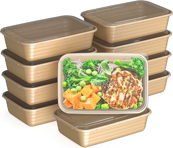 Bentgo Prep - 20-Piece 1-Compartment Reusable Meal Prep Containers with Lids, PFAS & BPA Free Materials, Durable, Microwave, Freezer, & Dishwasher Safe To Go Food Storage (Gold)