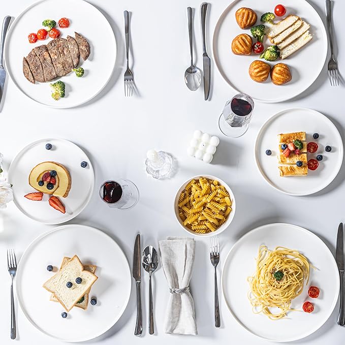 18 Pcs White Porcelain Dinnerware Set for 6, Ceramic Chip and Scratch Resistant Dish Set, Kitchen Plates and Bowls Set - Dishwasher & Microwave Safe, QOMO-1996