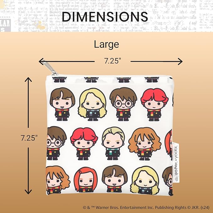 Yoobi Harry Potter X Reusable Snack Bags – 3 Food-Safe Lunch Bags in Various Sizes with Cute Harry Potter Designs – Magical Gift for Kids & Adults