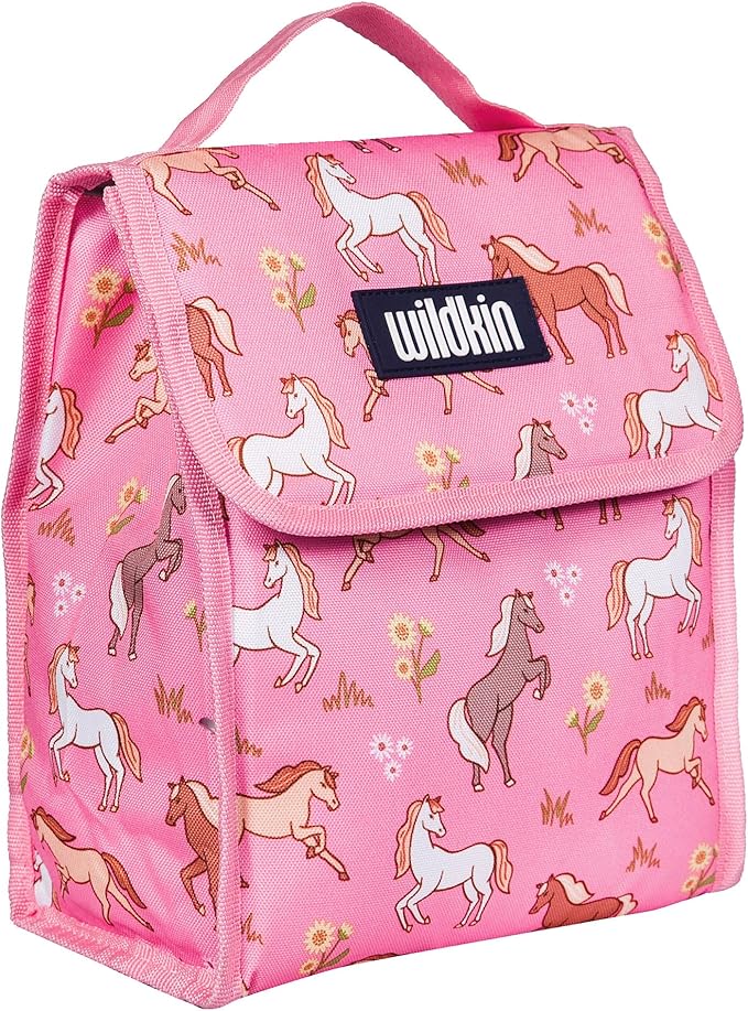 Wildkin Kids Insulated Lunch Bag – Reusable, Ideal for Hot/Cold Snacks, School & Travel - Wild Horses