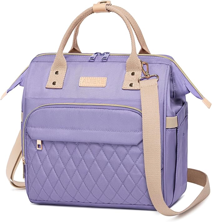 AIJIEKE Lunch Bag for Women, Large Lunch Box for Work Insulated Lunch Bag, Adult Leakproof Lunch Tote Cooler Bag with Side Pockets & Adjustable Strap, Lunch Purse for Picnic Beach, Purple