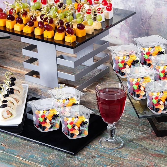 10 Pack 1/6 Size Plastic Clear Food Pan, 4 Inch Deep Polycarbonate Pan, Stackable Restaurant Commercial Hotel Pans for Fruit Vegetable Corns - 1.58 Quart Capacity