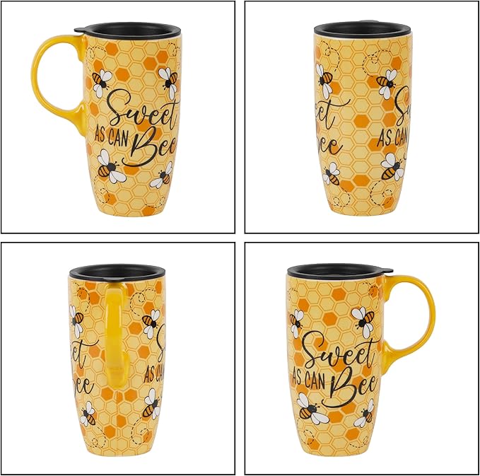 Topadorn Ceramic Mugs Porcelain Latte Tea Cup Coffee Mug with Gift Box,17oz.Sweet as Can Bee