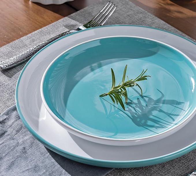 GBHOME 12 Pieces Ceramic Dinnerware Set, Modern White Dish Set for 4，Scratch Resistant Smooth Plates and Bowls Sets，Oven Safe，Microwave & Dishwasher