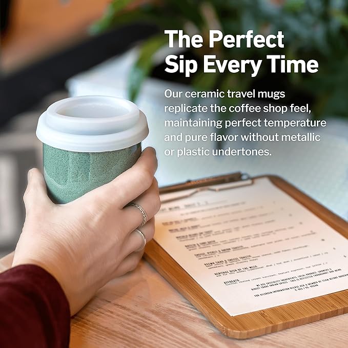 Travel Mug – Travel Coffee Tumbler – On the Go Coffee Mug – Microwave & Dishwasher Safe Green CoffeeTumbler - Gifts for Women Men Him Her – 12oz – Emerald