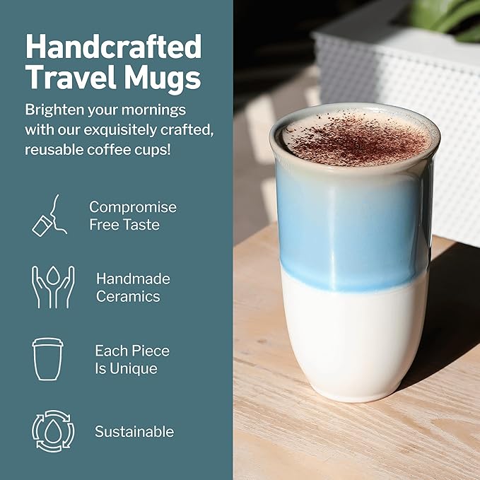 Travel Coffee Tumbler – Travel Mug - On the Go Coffee Mug – Microwave & Dishwasher Safe Green CoffeeTumbler - Gifts For Women Men Him Her – 16oz – Lagoon