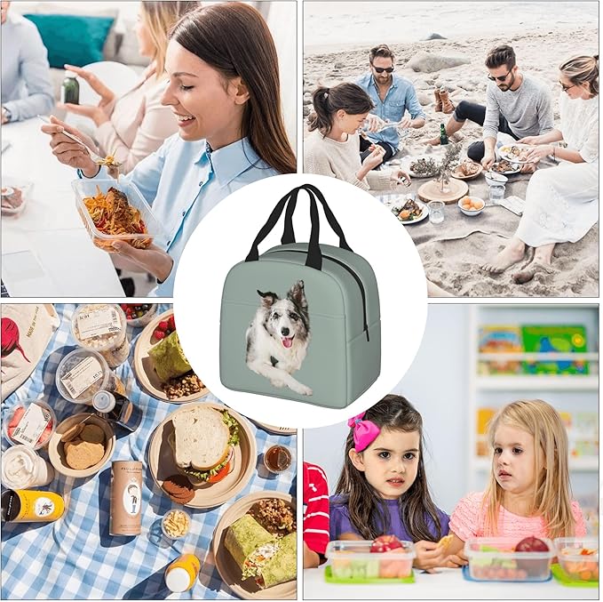 Personalized Pet Photo Lunch Bag, Custom Pet Lunch bag, Customizable Insulated Neoprene Cute Dog and Cat Print Portable Lunch Bag with Zipper, Cute Funny Reusable Lunch Box Container for Pet Lovers