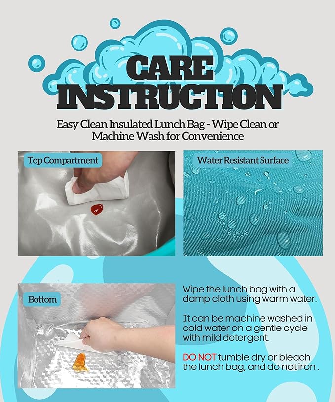 SUNNY BIRD Dual Compartment Lunch Bag Insulated Lunch Box for Women and Men (Aqua Blue 01)