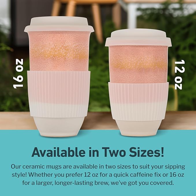 Travel Mug On the Go Coffee Mug Microwave & Dishwasher Safe Green Tumbler - Gifts For Women Men 16oz Afterglow