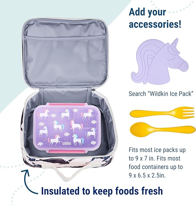 Wildkin Kids Insulated Lunch Box – Durable and Reusable for School & Travel - Horse Dreams