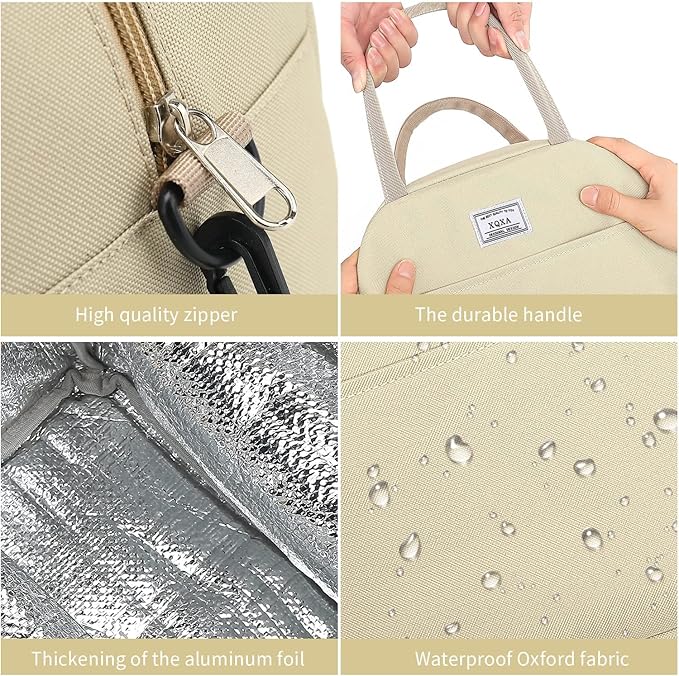 XQXA Lunch Bag Reusable Insulated Cooler Water Resistant Lunch Box Adult Tote Lunch Bag for Women/Men Work Picnic Beach or Travel