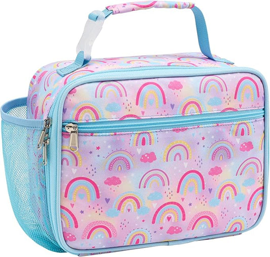 Bagseri Lunch Bag for Girls - Kids Lunch Box Insulated Leak-Proof and Reusable Lunch Box for Girls Toddler Lunch Bag for Daycare and School, Pink Rainbow (Water Bottle Not Included)