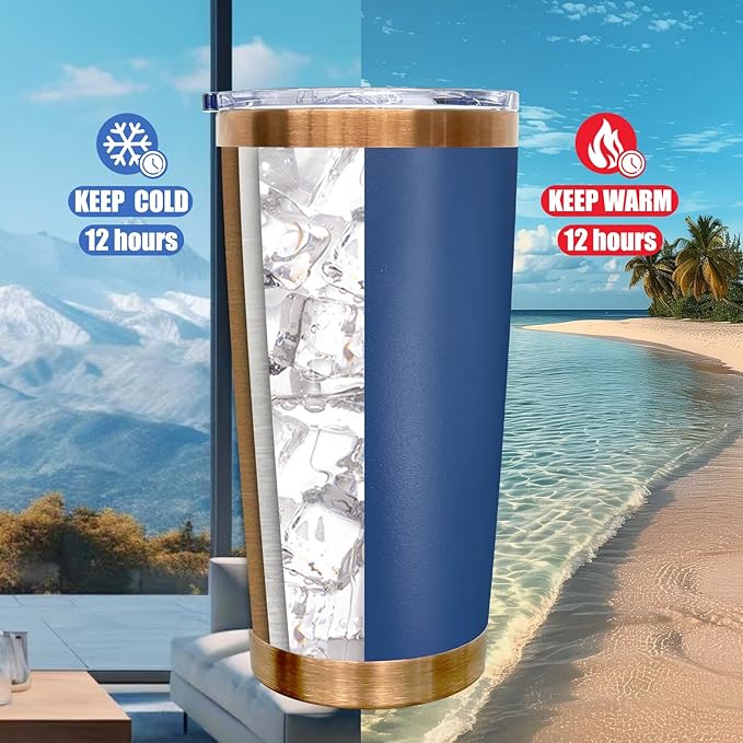 20 oz Tumbler Bulk 12 Pack Stainless Steel Tumblers with Lids and Straws, Double Wall Vacuum Insulated Travel Coffee Mug for Laser Engrave, Powder Coated Cups for Hot and Cold Drinks (Navy,12 pack)