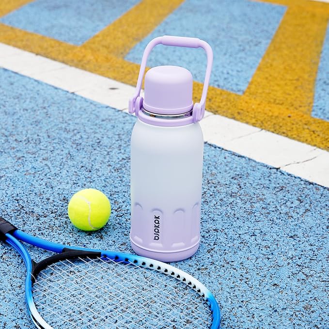 BJPKPK Insulated Thermal 40oz Water Bottle with Lid and Carry Handle Double Wall Stainless Steel Water Bottles for Sports,Beige