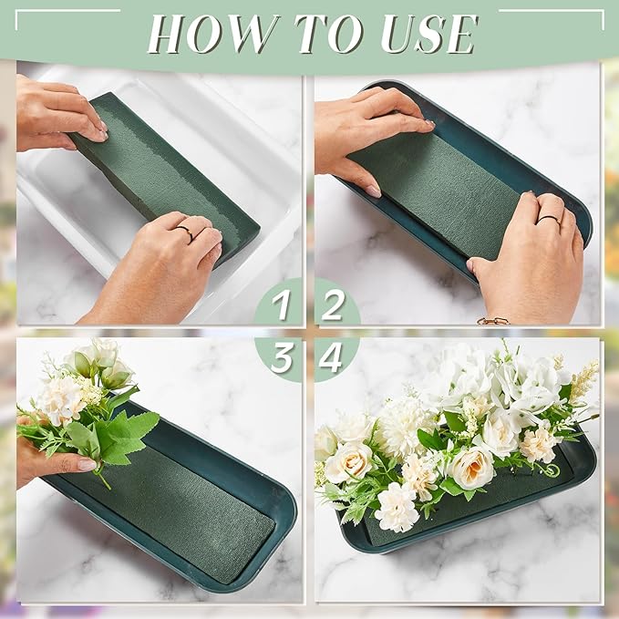 Sabary 12 Pack Large Size 10 Inch Floral Foam Bowl Floral Bowls for Arrangements Plastic Flower Centerpiece Container with Green Foam Block Kit for Table Party Wedding Festival Flower Decor