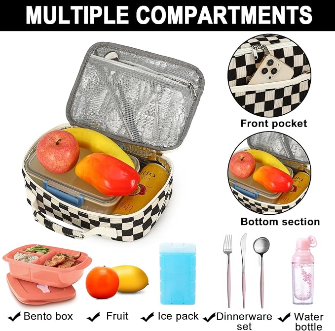 Bluboon Kids Girls Lunch Bag Insulated Lunch Box for school Corduroy Lunch Cooler Organizer School Kids Lunch Tote