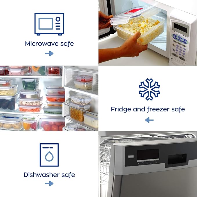 Popit! 8 Clear Food Storage Containers Set, Microwave and Freezer Safe, Little Big Box