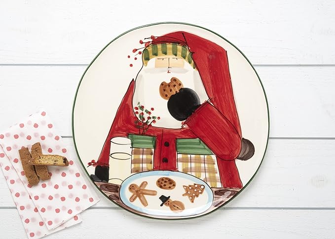 Vietri Old St. Nick Cookie Platter, Handmade Earthenware Serving Plate