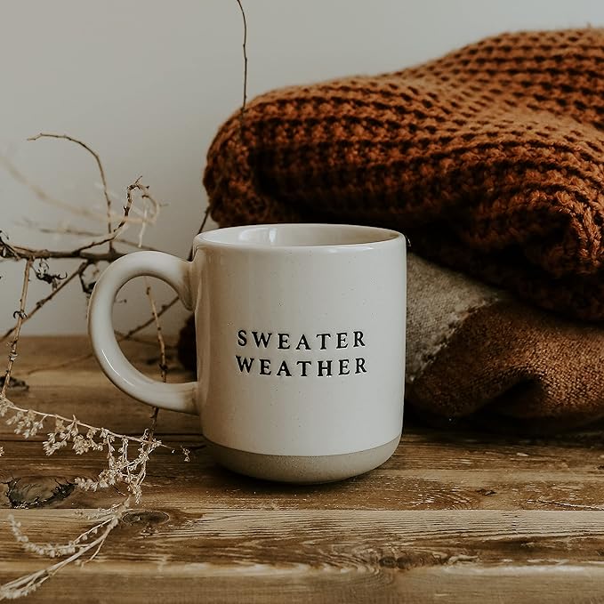 Sweet Water Decor Sweater Weather Stoneware Coffee Mug | Novelty Coffee Mugs | Microwave & Dishwasher Safe | 14oz Coffee Cup | Fall Gifts | Winter Coffee Mug