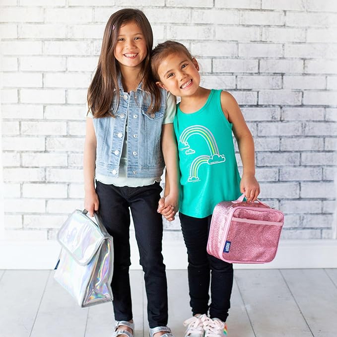 Wildkin Kids Insulated Lunch Box – Durable and Reusable for School & Travel - Pink Glitter
