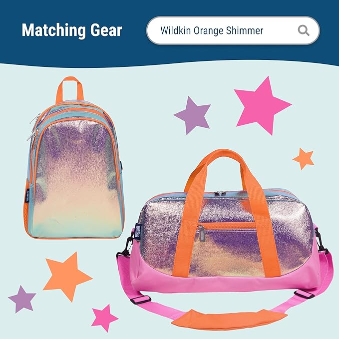 Wildkin Kids Insulated Lunch Box – Durable and Reusable for School & Travel - Orange Shimmer