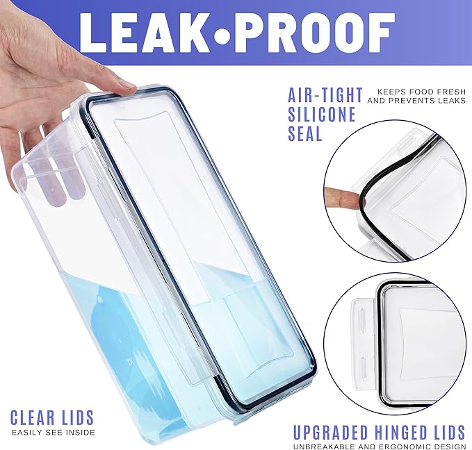 Sorbus Food Storage Containers - Pack of 4 - Air Tight, Four-Way Snap Lids Keeps Food Fresh - Store Cereal, Pasta, Flour, Nuts, Candy - Durable Plastic Kitchen Pantry Bins