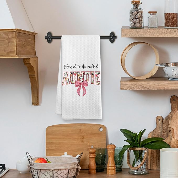 Auntie Gifts for Women from Niece Nephew, Mothers Day Christmas Birthday Kitchen Gifts, Blessed to be Called Auntie Kitchen Dish Hand Tea Towels for Bathroom,16x24 Inch