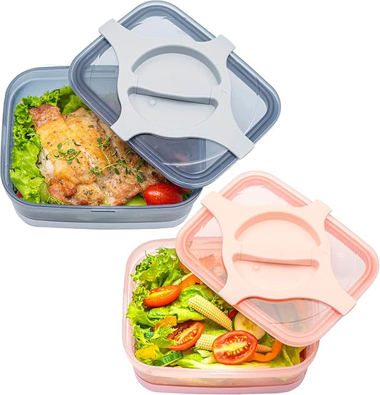 Bento Lunch Box Pack of 2– Leakproof Salad and Meal Prep 3 Cups 25.5oz Container Twistlock Lid Reusable Microwave and Dishwasher Safe BPA-Free For Work and On-the-Go