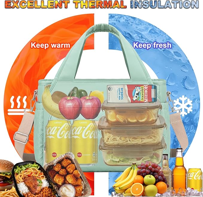 Artelaris Insulated Lunch Bag for Women,Leak-Proof Cooler Lunch Box, Cooling Tote for Adult,with 7 Pockets,Adjustable Strap(15 Liters)