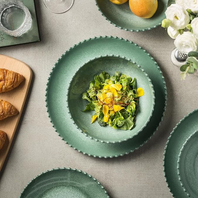 MissYIP 12 Piece Melamine Dinnerware Sets, Service for 4, Lightweight Unbreakable, BPA Free, Food Grade Plates Sets, Dishwasher Safe, Indoor and Outdoor Use