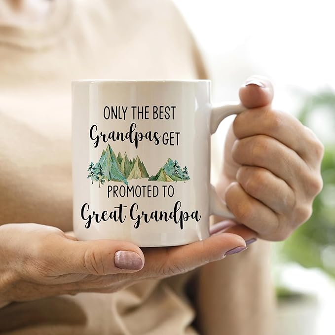 QASHWEY Great Grandpa Mug, GreatGrandpa Gifts Coffee Mug, Grandpas Baby Announcement Mug, Fathers Day Christmas Tea Mug Cup Gifts for GreatGrandpa, Promoted to Great Grandpa Coffee Cups Ceramic 11oz