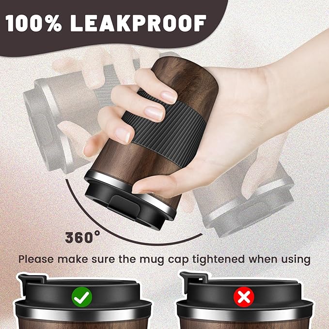 Insulated Coffee Tumblers with Flip Lid 12oz / 17oz, Stainless Steel Travel Coffee Mug Leak Proof, Vacuum Insulated Coffee Mug Reusable Cup, Keeps Cold and Hot for Coffee Tea