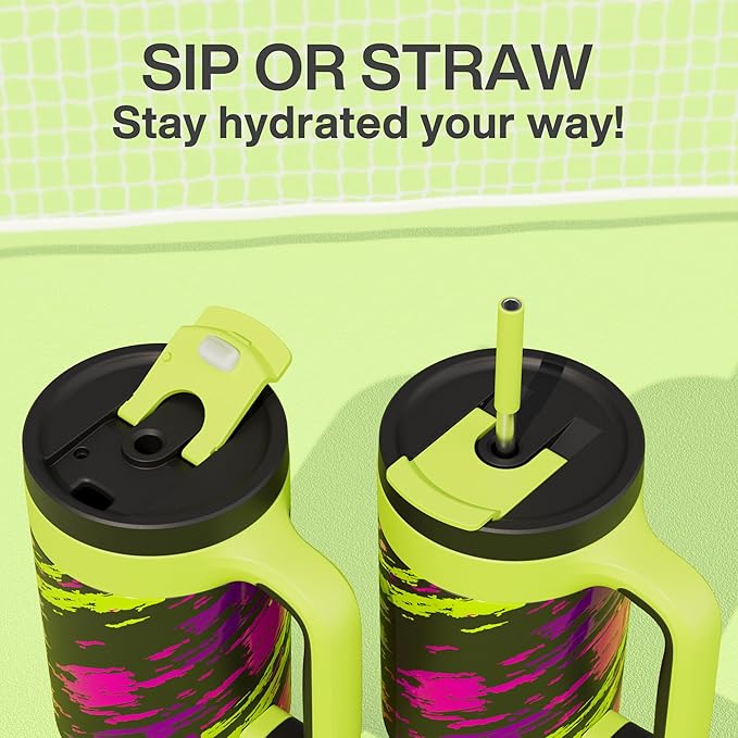 40 oz Tumbler with Handle, 2-in-1 Straw and Sip Lid, Leakproof, Dishwasher Safe, Insulated Stainless Steel Travel Coffee Mug, Keeps Cold for 34 Hours, Fits in Car Cup Holder (Furious Fast)