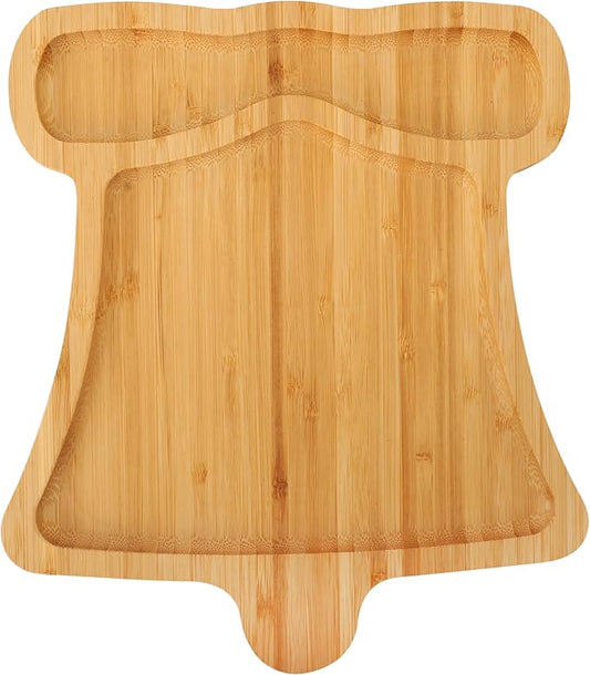 TJ POP Christmas Bamboo Serving Tray – Bell Shape – Holiday Wooden Snack Dish for Candy, Cookies, Nuts – Rustic Christmas Party Table Decoration