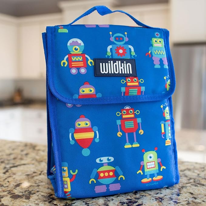 Wildkin Kids Insulated Lunch Bag – Reusable, Ideal for Hot/Cold Snacks, School & Travel - Robots