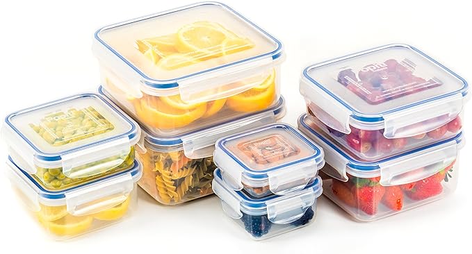 Popit! 8 Clear Food Storage Containers Set, Microwave and Freezer Safe, Little Big Box